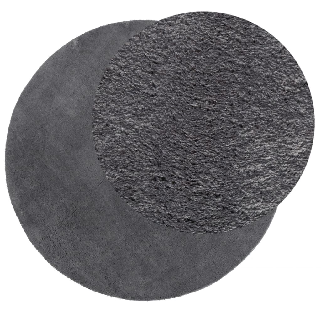 Vloerkleed HUARTE laagpolig zacht wasbaar Ø 80 cm antraciet is nu te koop bij PeponiXL, paradijselijk wonen!