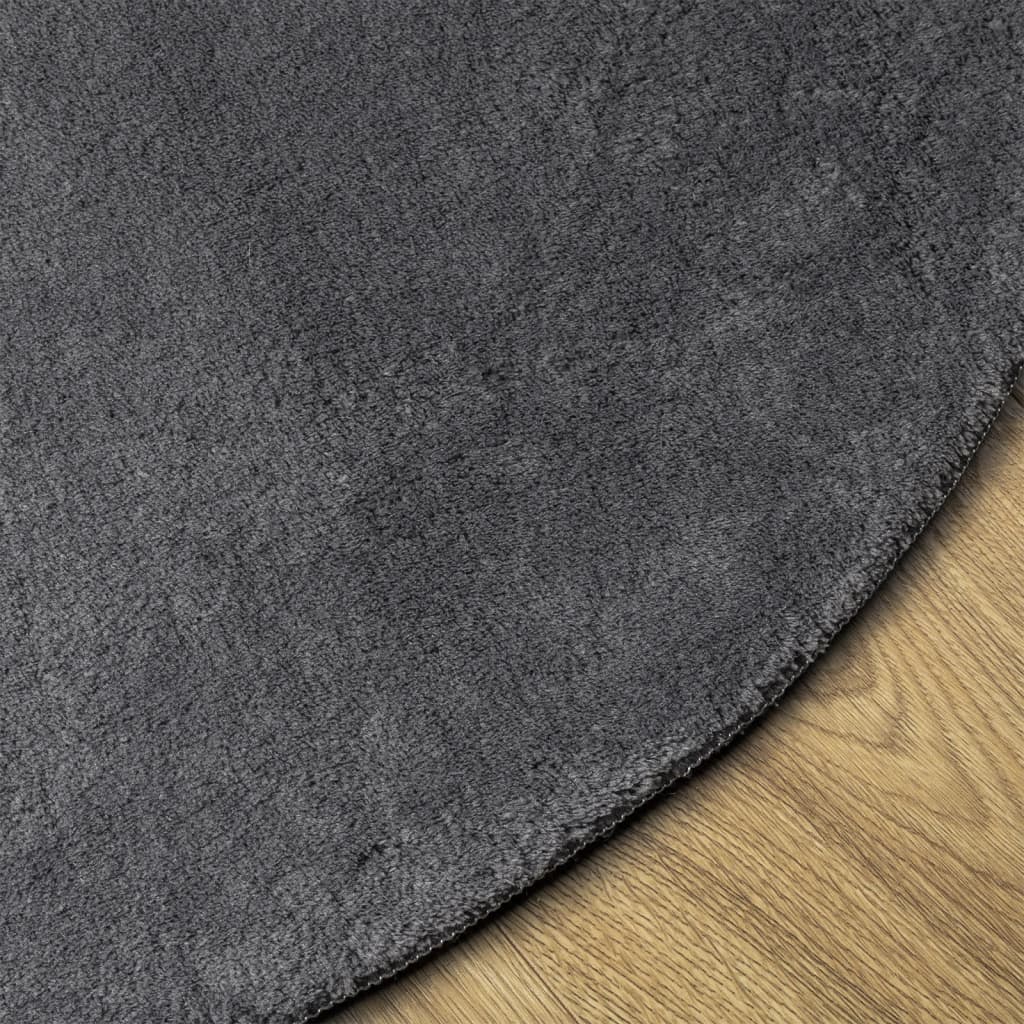 Vloerkleed HUARTE laagpolig zacht wasbaar Ø 80 cm antraciet is nu te koop bij PeponiXL, paradijselijk wonen!
