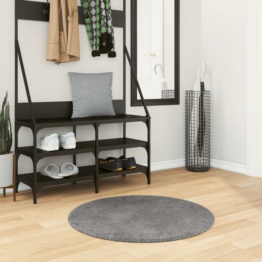 Vloerkleed HUARTE laagpolig zacht wasbaar Ø 80 cm antraciet is nu te koop bij PeponiXL, paradijselijk wonen!