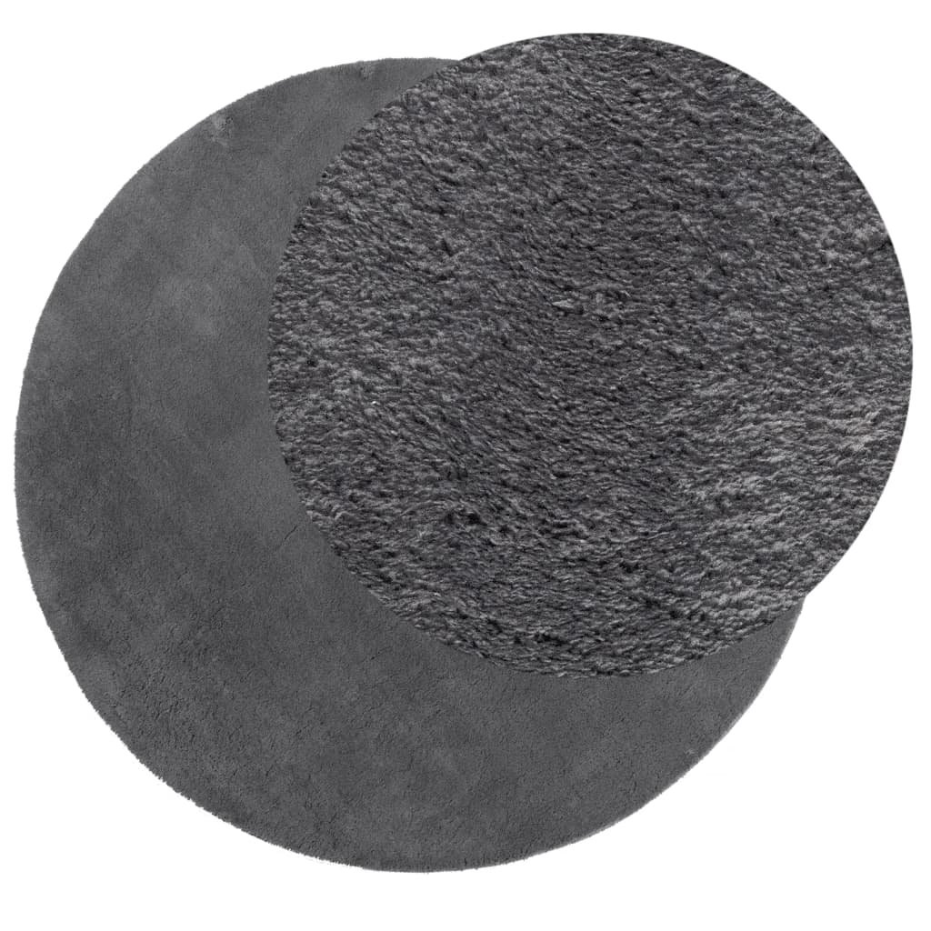 Vloerkleed HUARTE laagpolig zacht wasbaar Ø 100 cm antraciet is nu te koop bij PeponiXL, paradijselijk wonen!