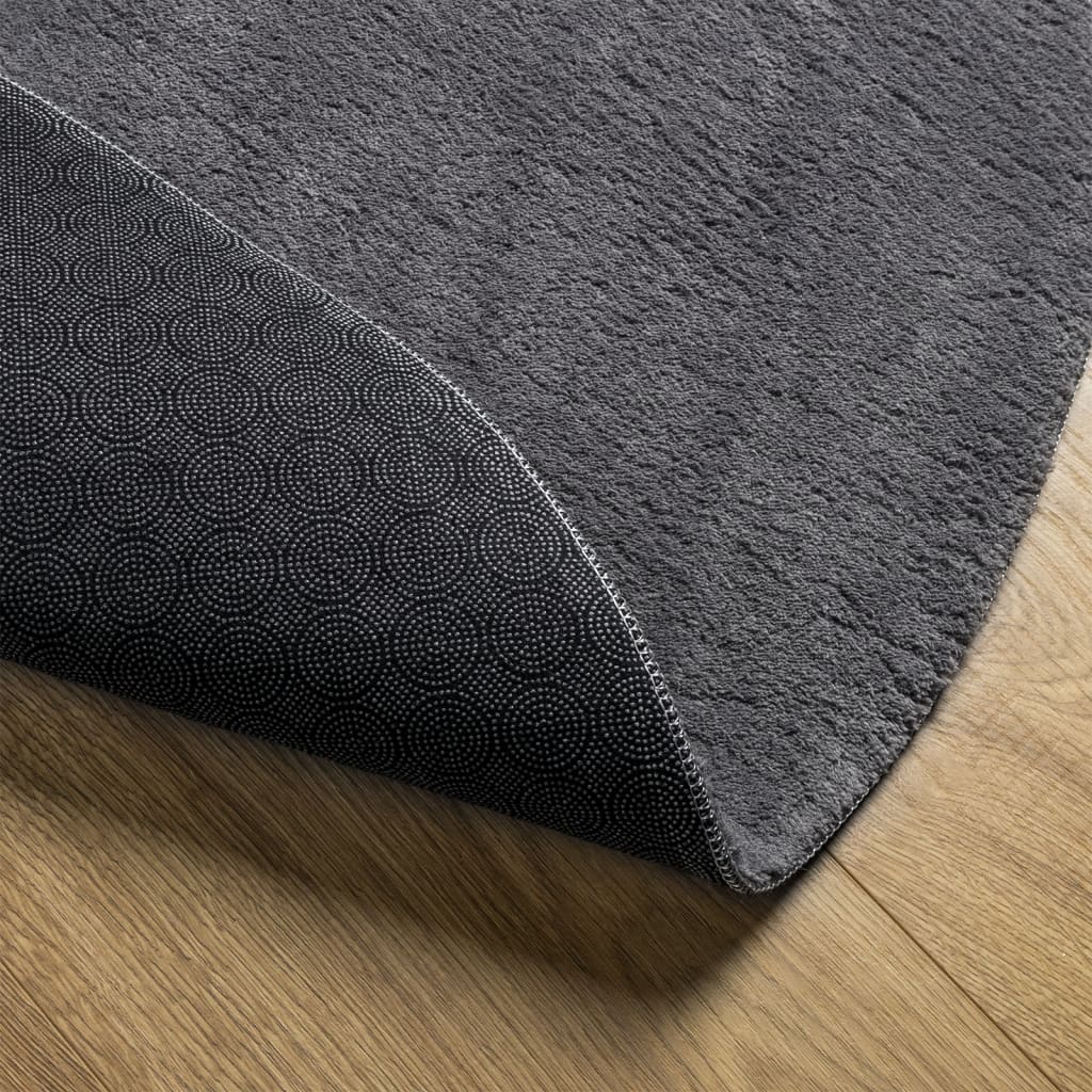 Vloerkleed HUARTE laagpolig zacht wasbaar Ø 100 cm antraciet is nu te koop bij PeponiXL, paradijselijk wonen!
