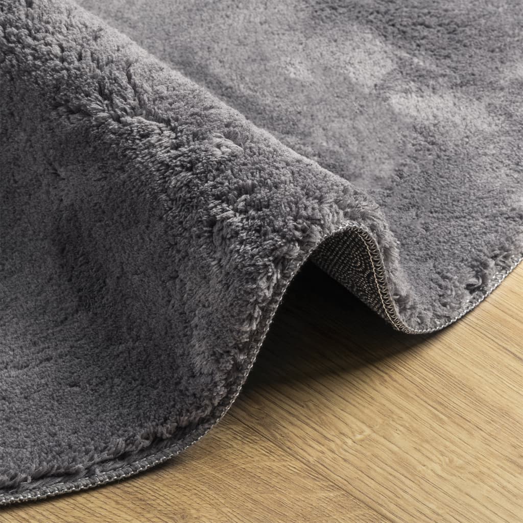 Vloerkleed HUARTE laagpolig zacht wasbaar Ø 100 cm antraciet is nu te koop bij PeponiXL, paradijselijk wonen!