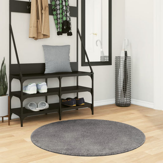Vloerkleed HUARTE laagpolig zacht wasbaar Ø 100 cm antraciet is nu te koop bij PeponiXL, paradijselijk wonen!
