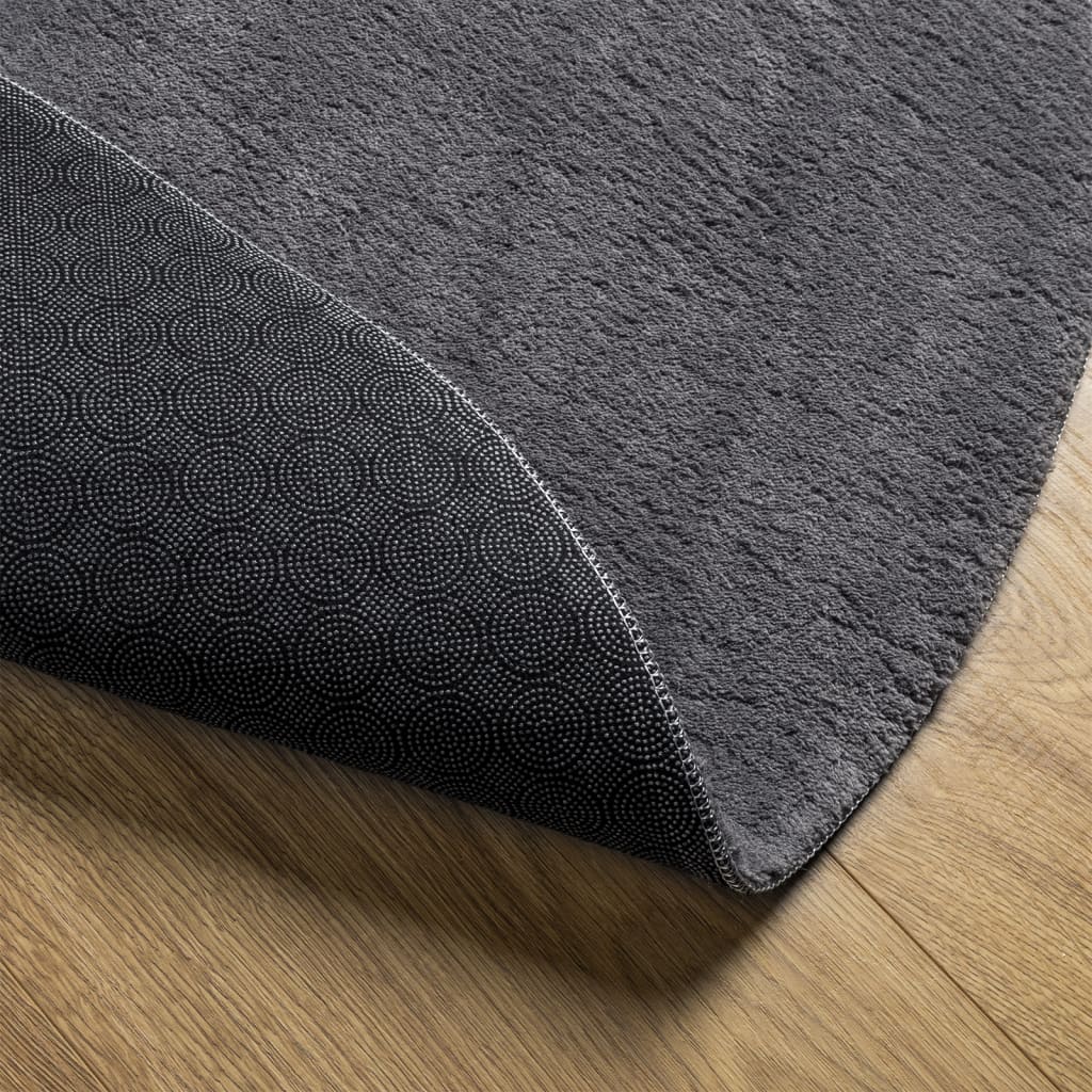 Vloerkleed HUARTE laagpolig zacht wasbaar Ø 120 cm antraciet is nu te koop bij PeponiXL, paradijselijk wonen!