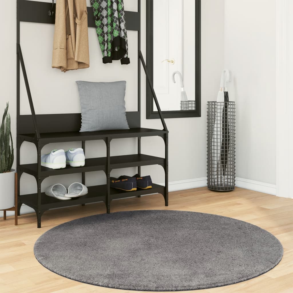 Vloerkleed HUARTE laagpolig zacht wasbaar Ø 120 cm antraciet is nu te koop bij PeponiXL, paradijselijk wonen!