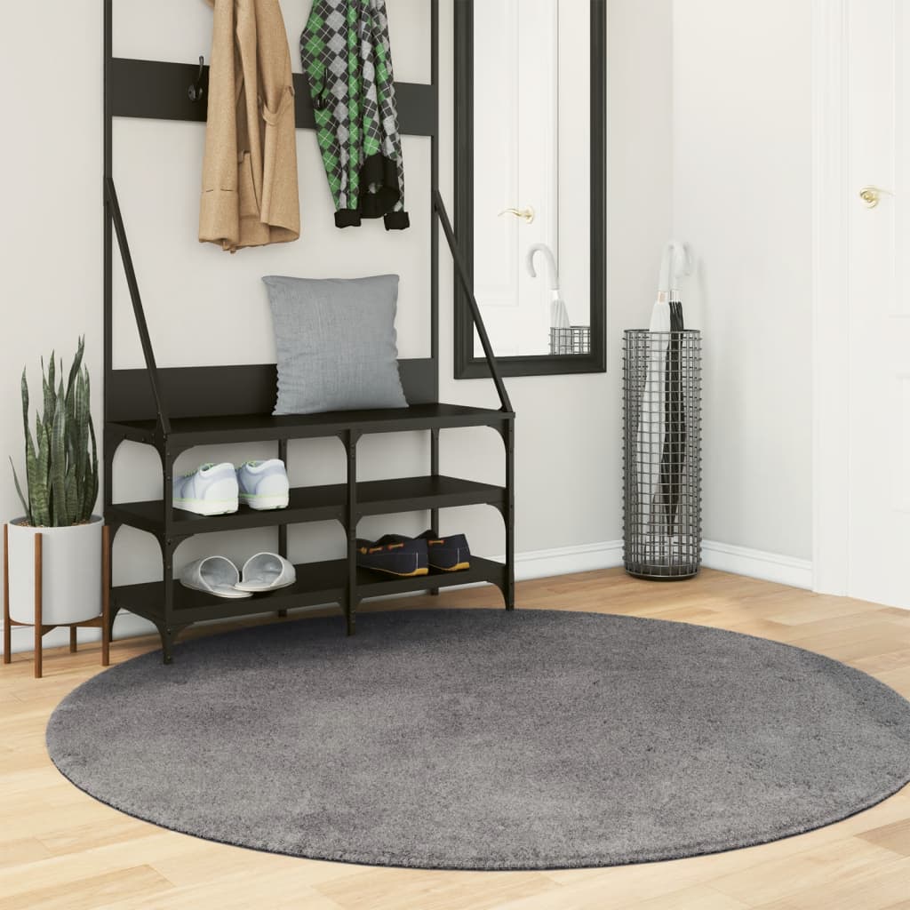 Vloerkleed HUARTE laagpolig zacht wasbaar Ø 160 cm antraciet is nu te koop bij PeponiXL, paradijselijk wonen!
