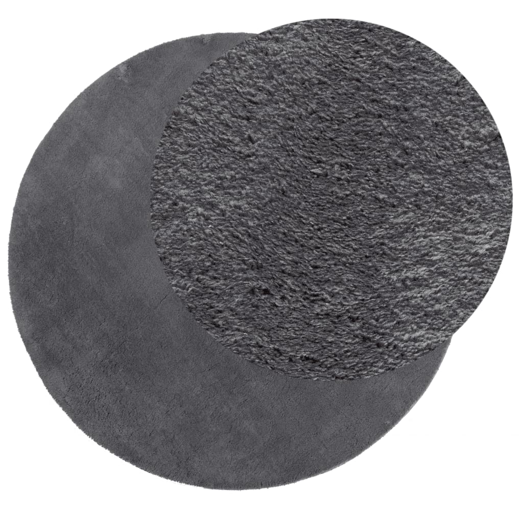 Vloerkleed HUARTE laagpolig zacht wasbaar Ø 200 cm antraciet is nu te koop bij PeponiXL, paradijselijk wonen!
