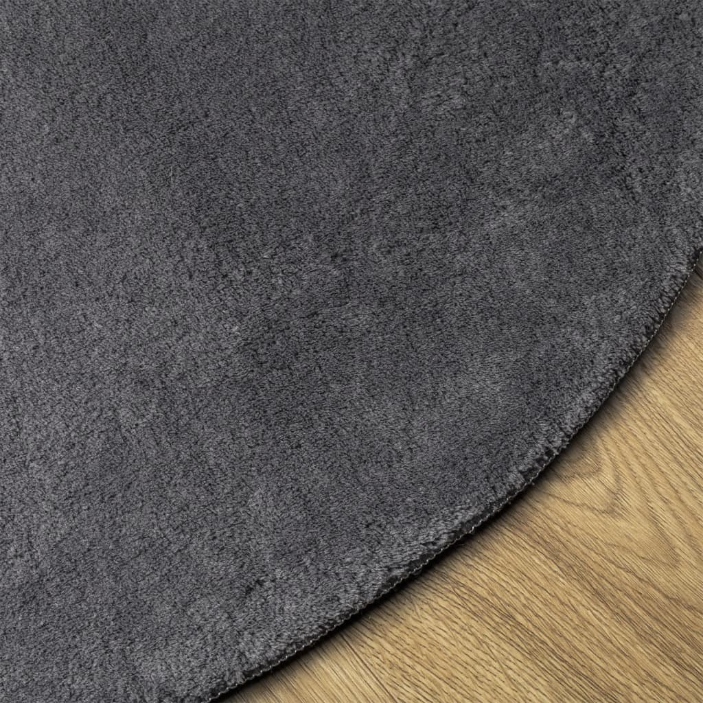 Vloerkleed HUARTE laagpolig zacht wasbaar Ø 200 cm antraciet is nu te koop bij PeponiXL, paradijselijk wonen!