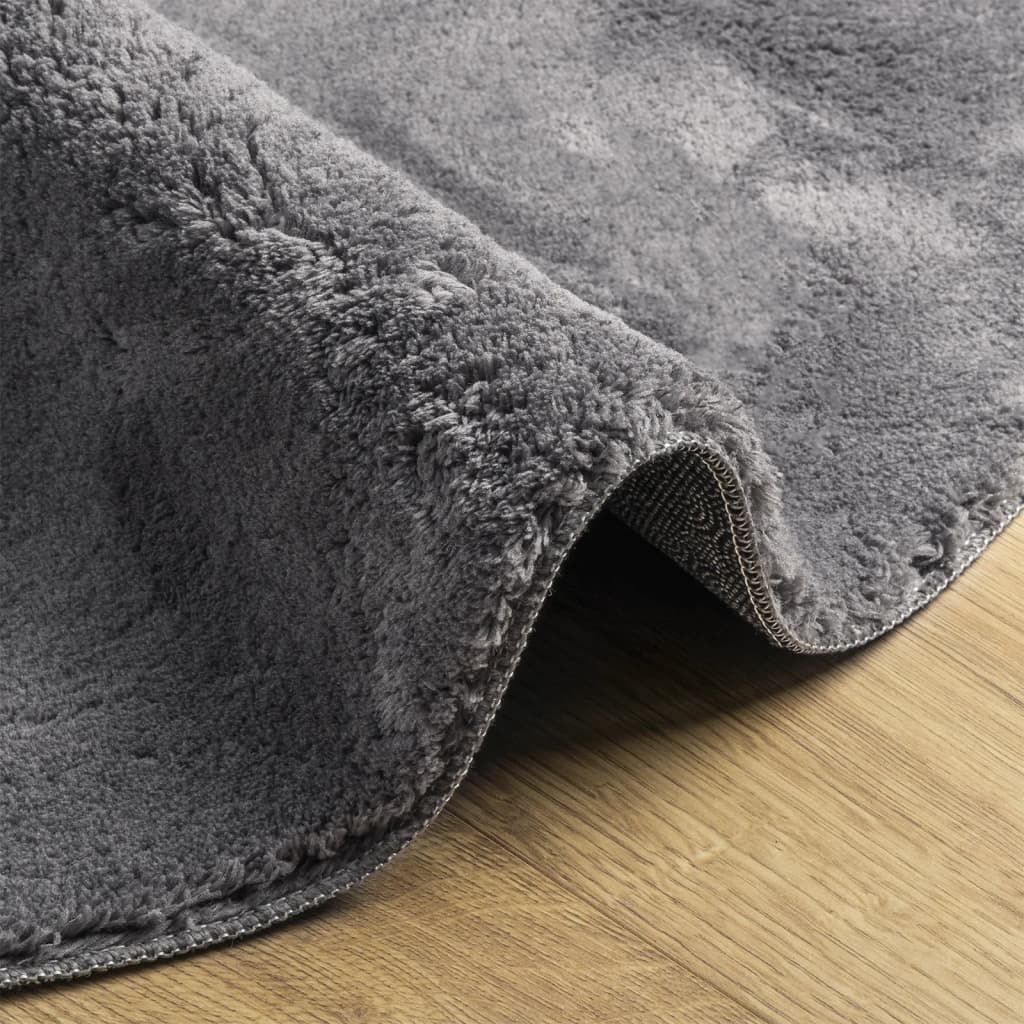 Vloerkleed HUARTE laagpolig zacht wasbaar Ø 200 cm antraciet is nu te koop bij PeponiXL, paradijselijk wonen!