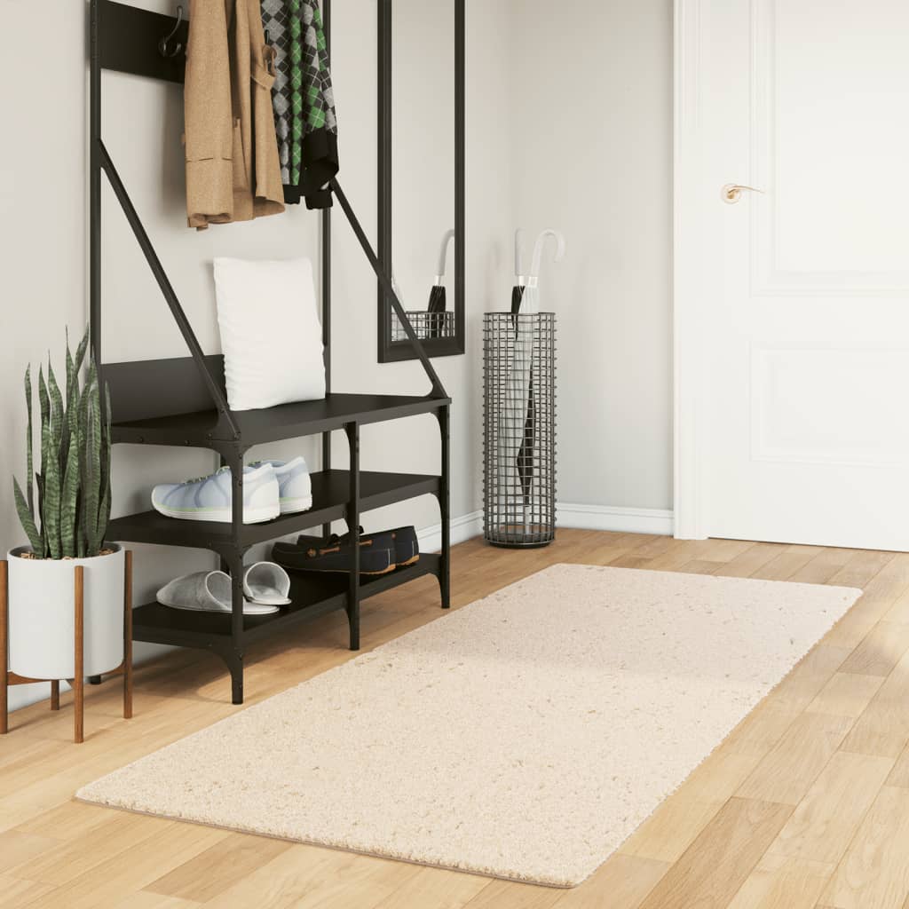 Vloerkleed HUARTE laagpolig zacht wasbaar 80x200 cm beige is nu te koop bij PeponiXL, paradijselijk wonen!