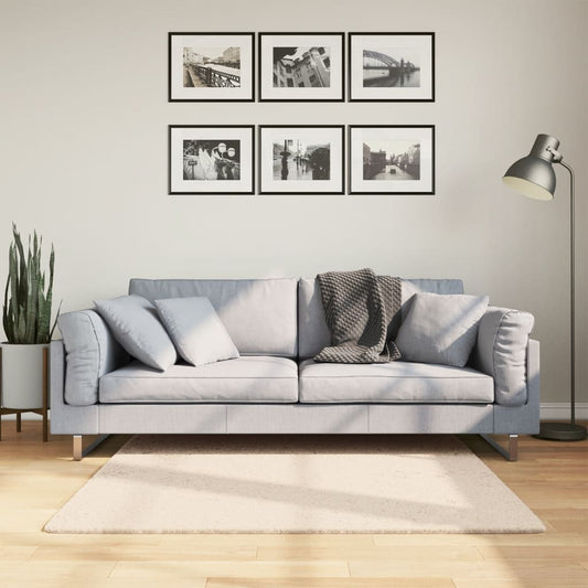 Vloerkleed HUARTE laagpolig zacht wasbaar 120x120 cm beige is nu te koop bij PeponiXL, paradijselijk wonen!