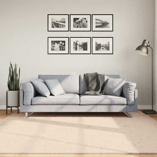 Vloerkleed HUARTE laagpolig zacht wasbaar 200x200 cm beige is nu te koop bij PeponiXL, paradijselijk wonen!