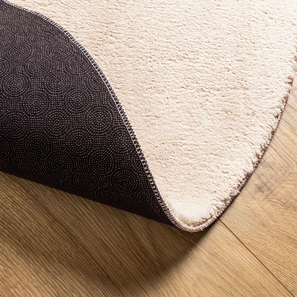 Vloerkleed HUARTE laagpolig zacht wasbaar Ø 100 cm beige is nu te koop bij PeponiXL, paradijselijk wonen!