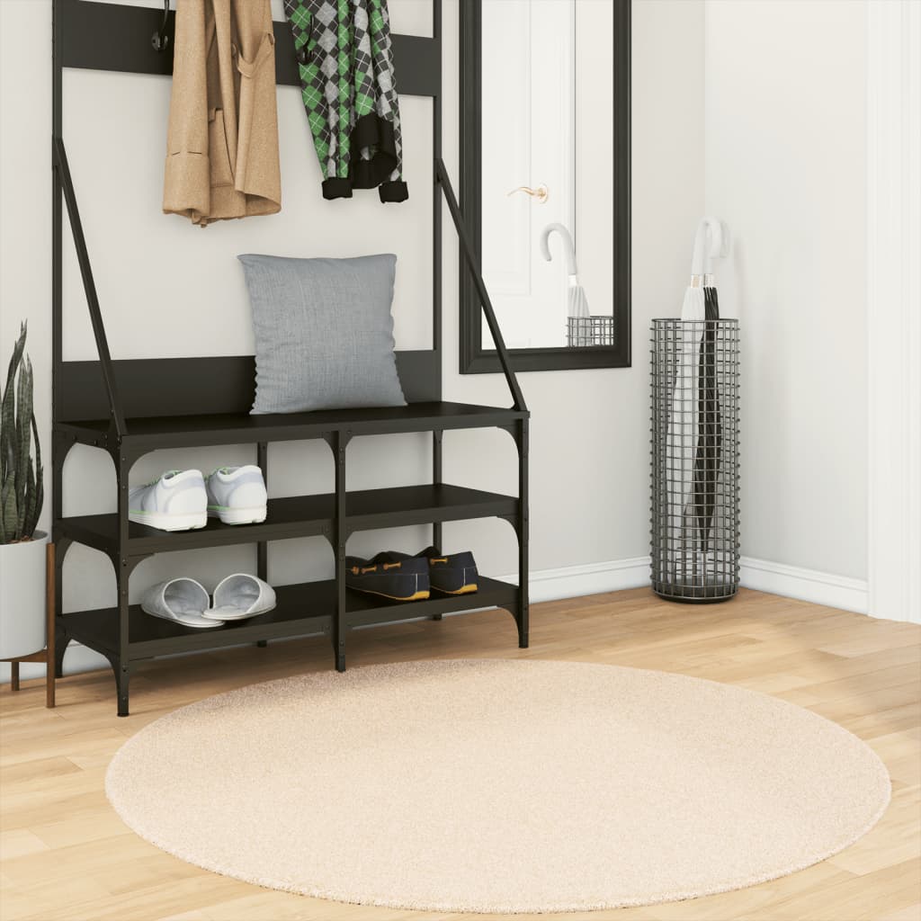 Vloerkleed HUARTE laagpolig zacht wasbaar Ø 120 cm beige is nu te koop bij PeponiXL, paradijselijk wonen!