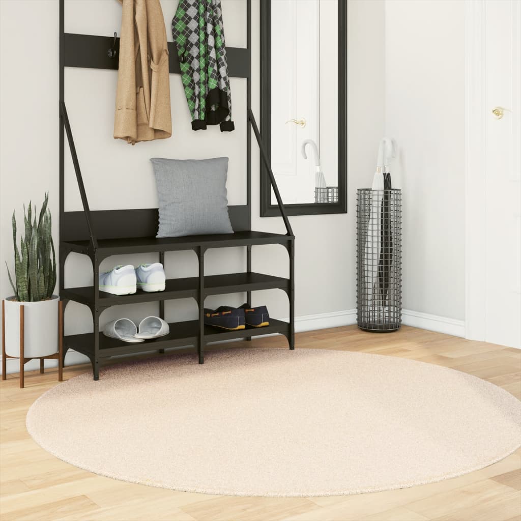 Vloerkleed HUARTE laagpolig zacht wasbaar Ø 160 cm beige is nu te koop bij PeponiXL, paradijselijk wonen!