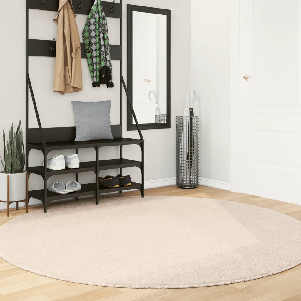 Vloerkleed HUARTE laagpolig zacht wasbaar Ø 200 cm beige is nu te koop bij PeponiXL, paradijselijk wonen!