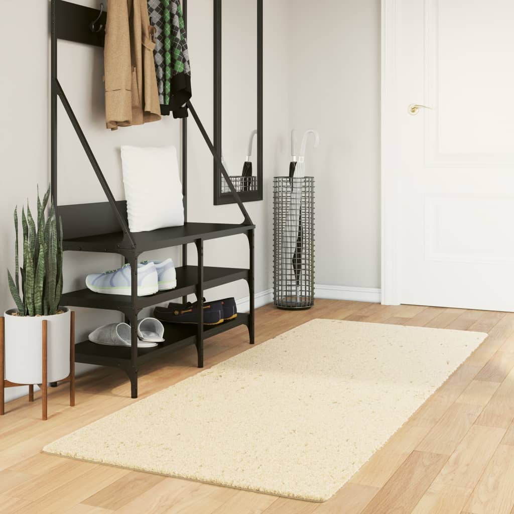 Vloerkleed HUARTE laagpolig zacht wasbaar 80x200 cm crème is nu te koop bij PeponiXL, paradijselijk wonen!