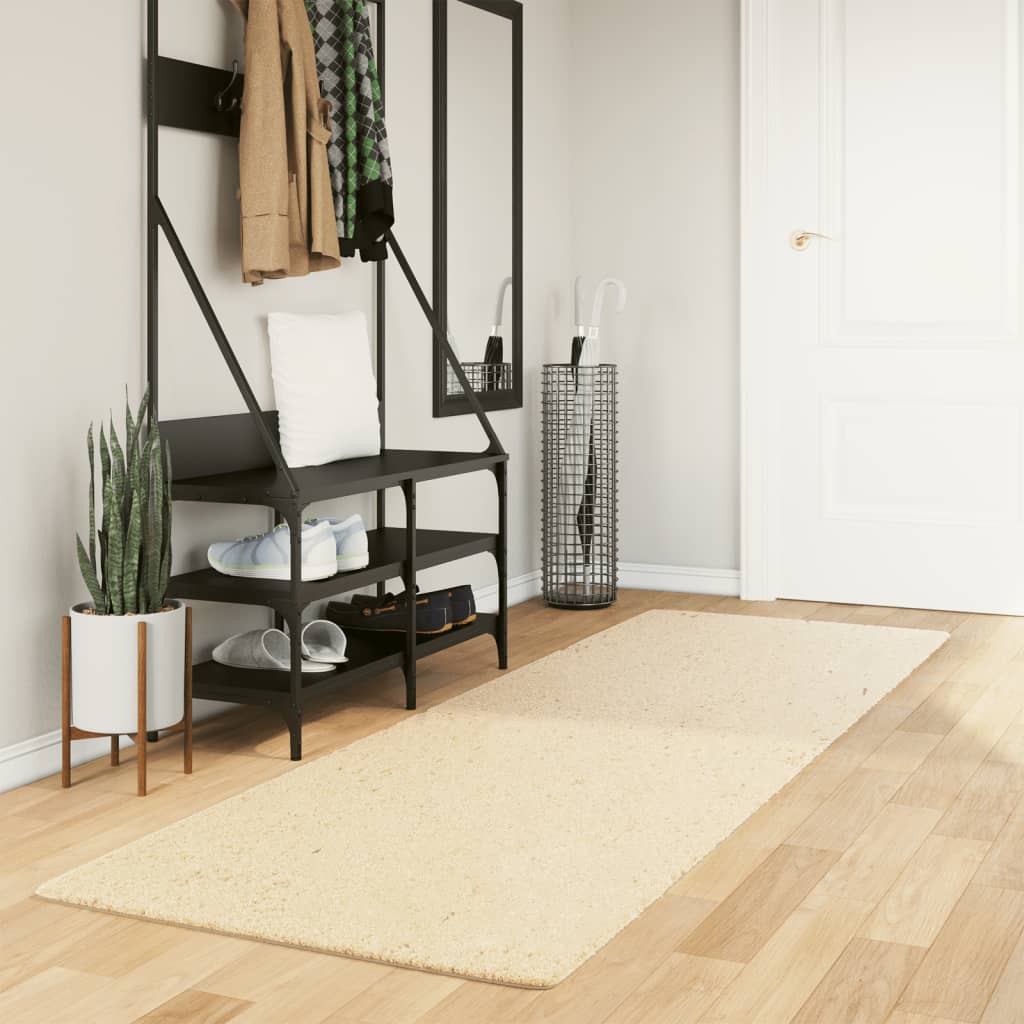 Vloerkleed HUARTE laagpolig zacht wasbaar 80x250 cm crème is nu te koop bij PeponiXL, paradijselijk wonen!