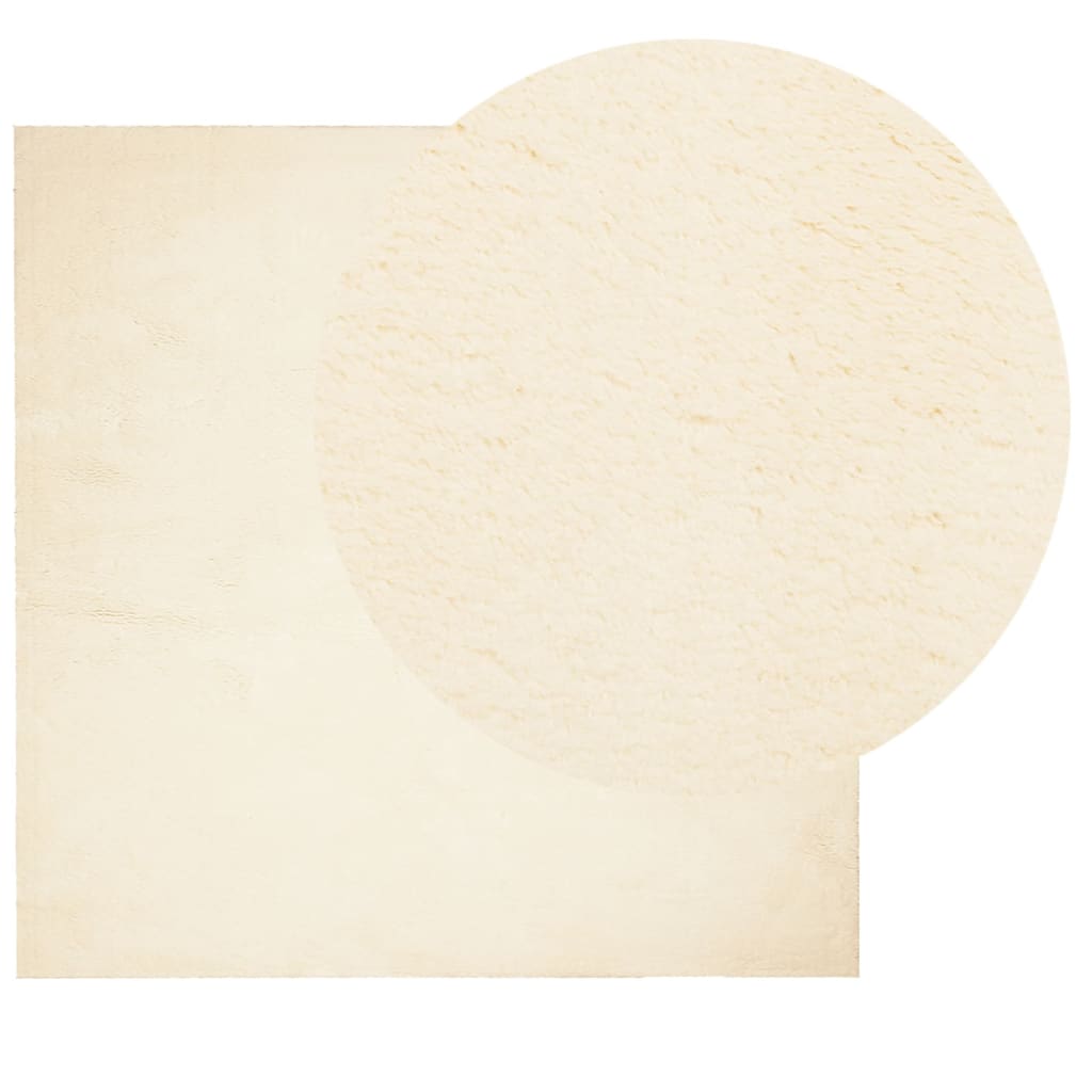 Vloerkleed HUARTE laagpolig zacht wasbaar 120x120 cm crème is nu te koop bij PeponiXL, paradijselijk wonen!
