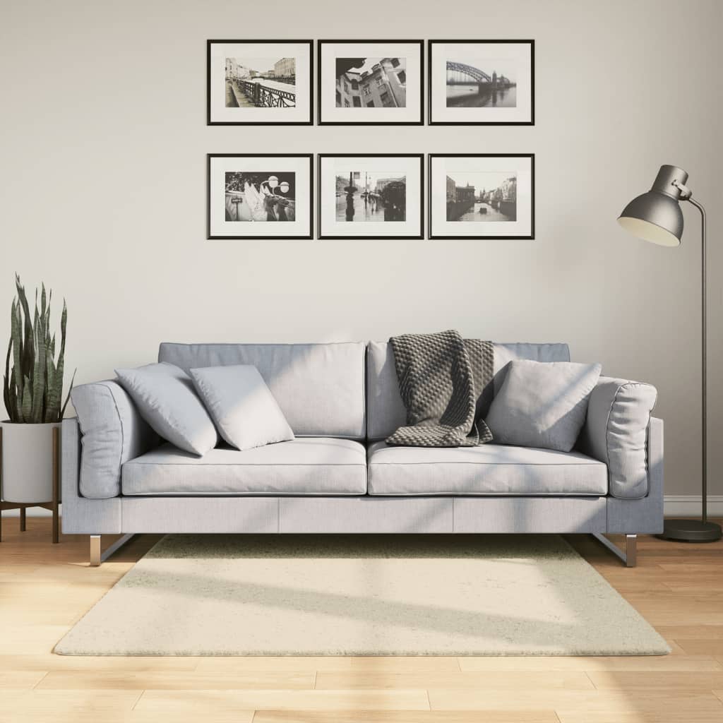 Vloerkleed HUARTE laagpolig zacht wasbaar 120x120 cm crème is nu te koop bij PeponiXL, paradijselijk wonen!