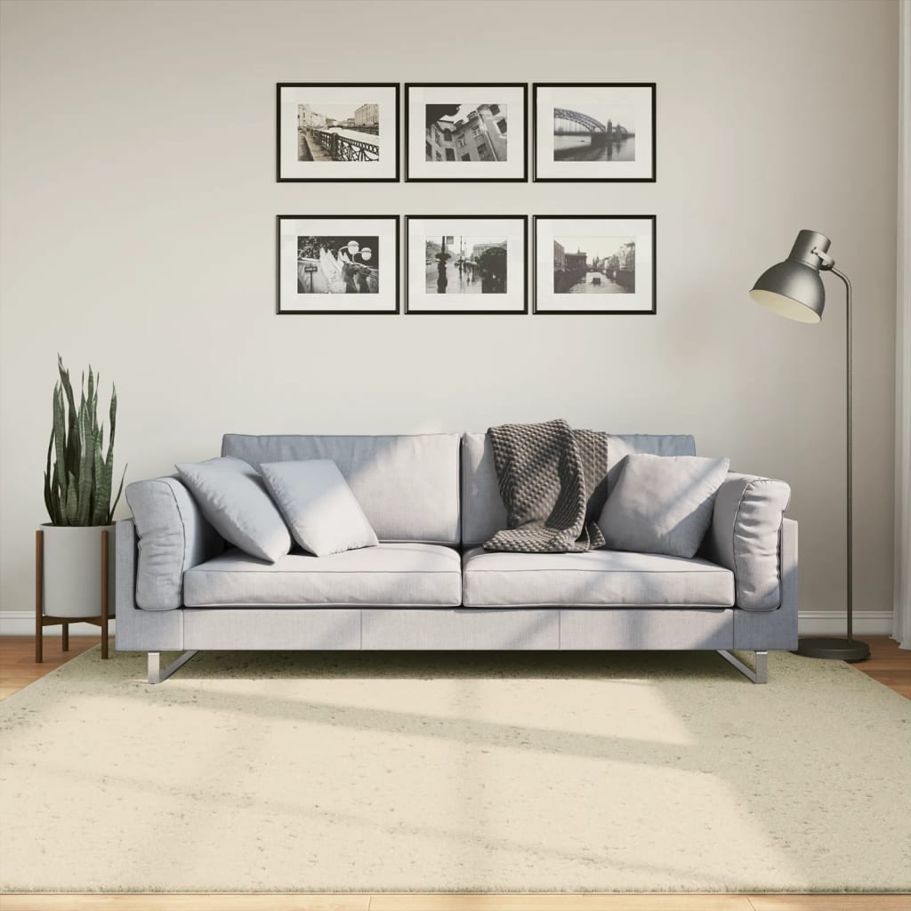 Vloerkleed HUARTE laagpolig zacht wasbaar 200x200 cm crème is nu te koop bij PeponiXL, paradijselijk wonen!