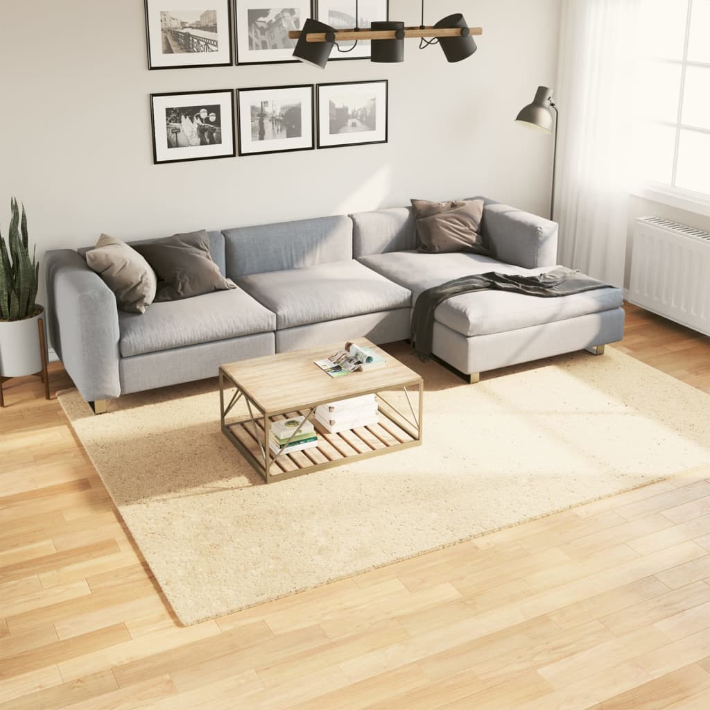 Vloerkleed HUARTE laagpolig zacht wasbaar 200x280 cm crème is nu te koop bij PeponiXL, paradijselijk wonen!