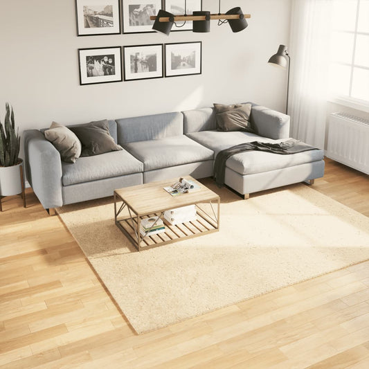 Vloerkleed HUARTE laagpolig zacht wasbaar 240x240 cm crème is nu te koop bij PeponiXL, paradijselijk wonen!