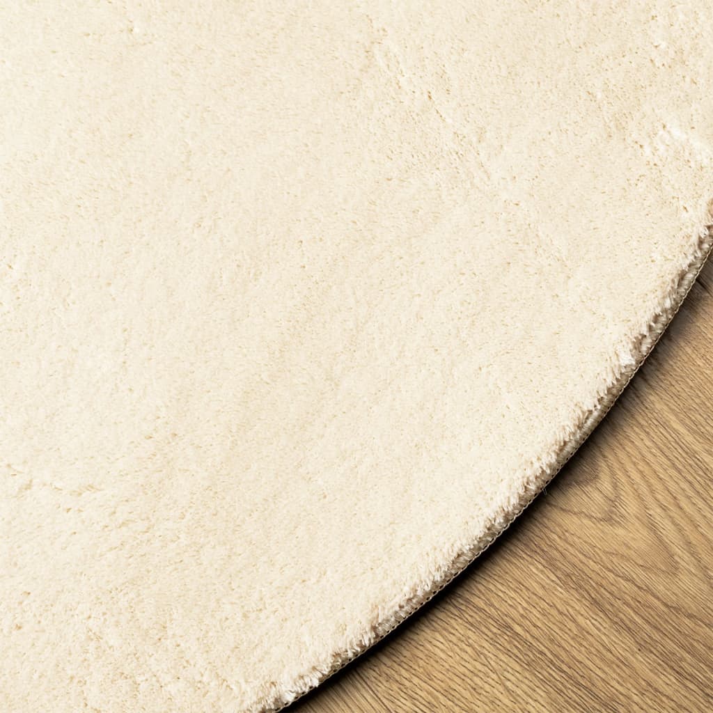 Vloerkleed HUARTE laagpolig zacht wasbaar Ø 80 cm crème is nu te koop bij PeponiXL, paradijselijk wonen!