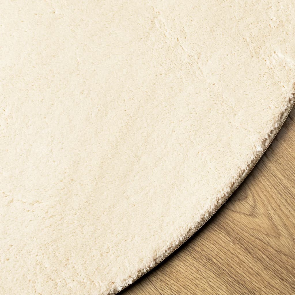 Vloerkleed HUARTE laagpolig zacht wasbaar Ø 160 cm crème is nu te koop bij PeponiXL, paradijselijk wonen!