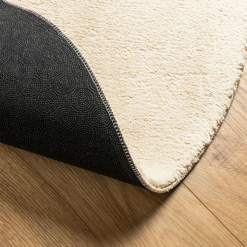 Vloerkleed HUARTE laagpolig zacht wasbaar Ø 160 cm crème is nu te koop bij PeponiXL, paradijselijk wonen!