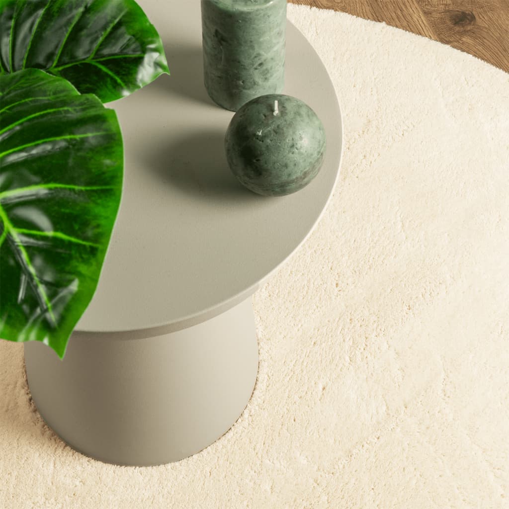 Vloerkleed HUARTE laagpolig zacht wasbaar Ø 200 cm crème is nu te koop bij PeponiXL, paradijselijk wonen!