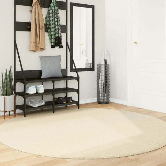 Vloerkleed HUARTE laagpolig zacht wasbaar Ø 200 cm crème is nu te koop bij PeponiXL, paradijselijk wonen!