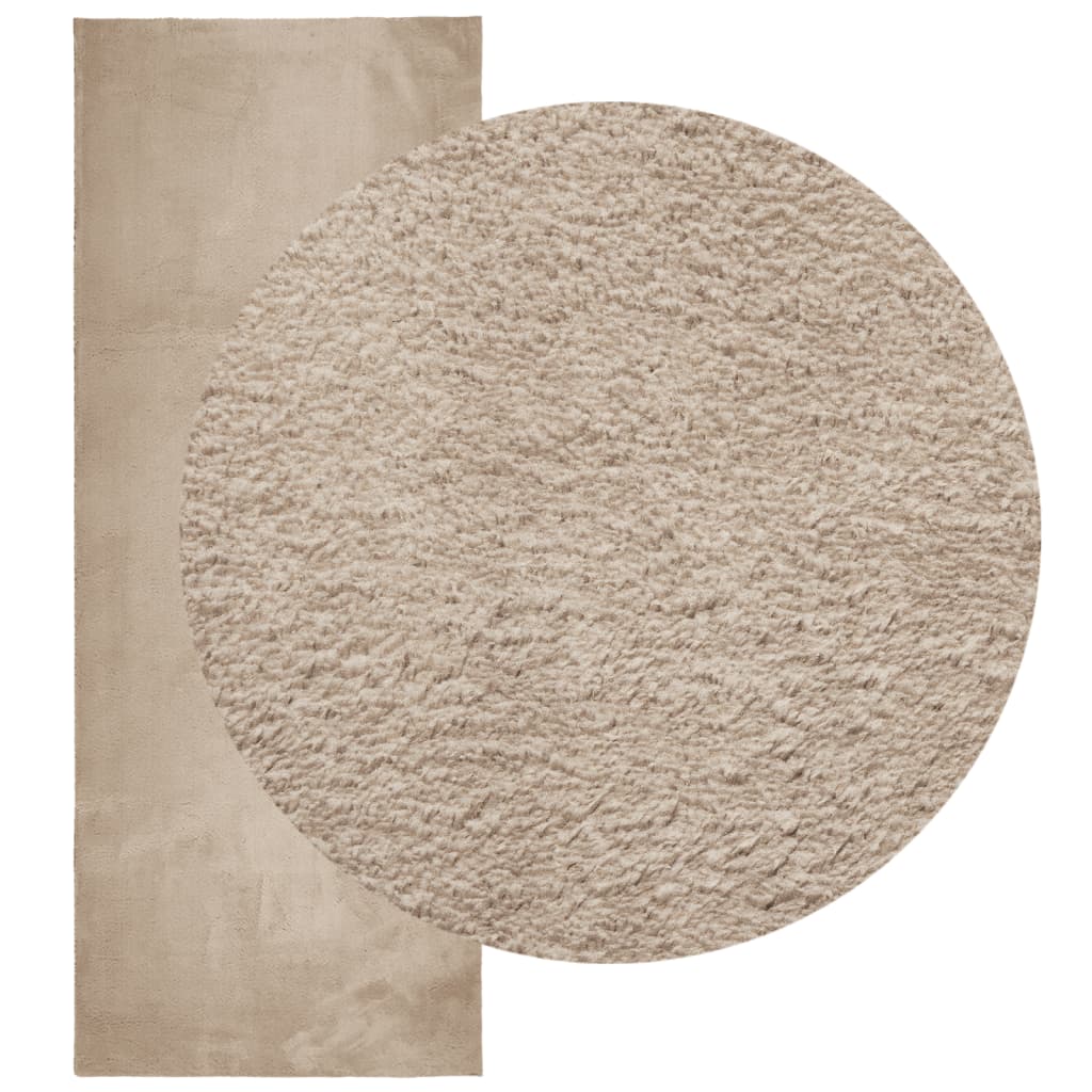 Vloerkleed HUARTE laagpolig zacht wasbaar 80x200 cm zandkleurig is nu te koop bij PeponiXL, paradijselijk wonen!