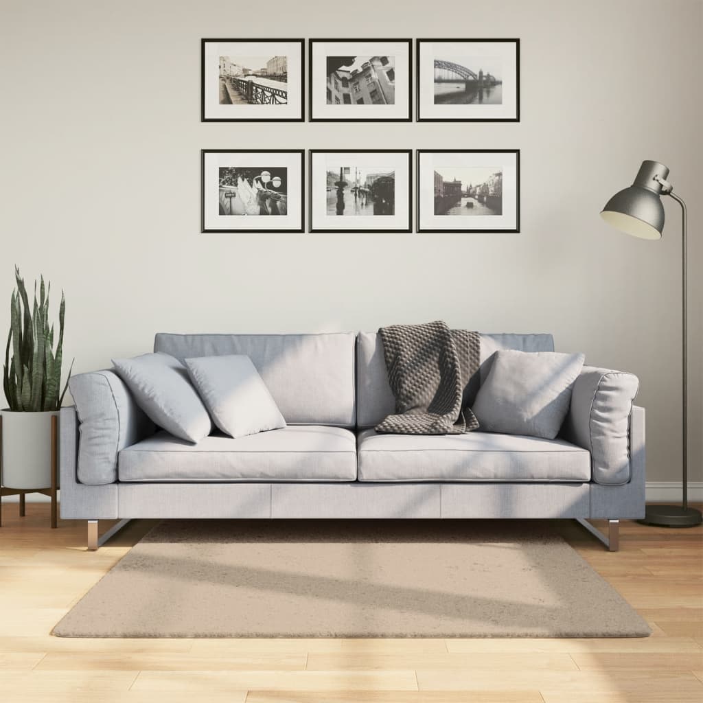 Vloerkleed HUARTE laagpolig zacht wasbaar 120x120cm zandkleurig is nu te koop bij PeponiXL, paradijselijk wonen!