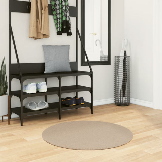 Vloerkleed HUARTE laagpolig zacht wasbaar Ø 80 cm zandkleurig is nu te koop bij PeponiXL, paradijselijk wonen!