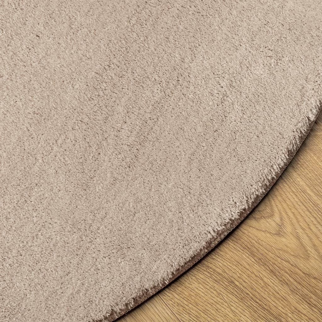 Vloerkleed HUARTE laagpolig zacht wasbaar Ø 100 cm zandkleurig is nu te koop bij PeponiXL, paradijselijk wonen!