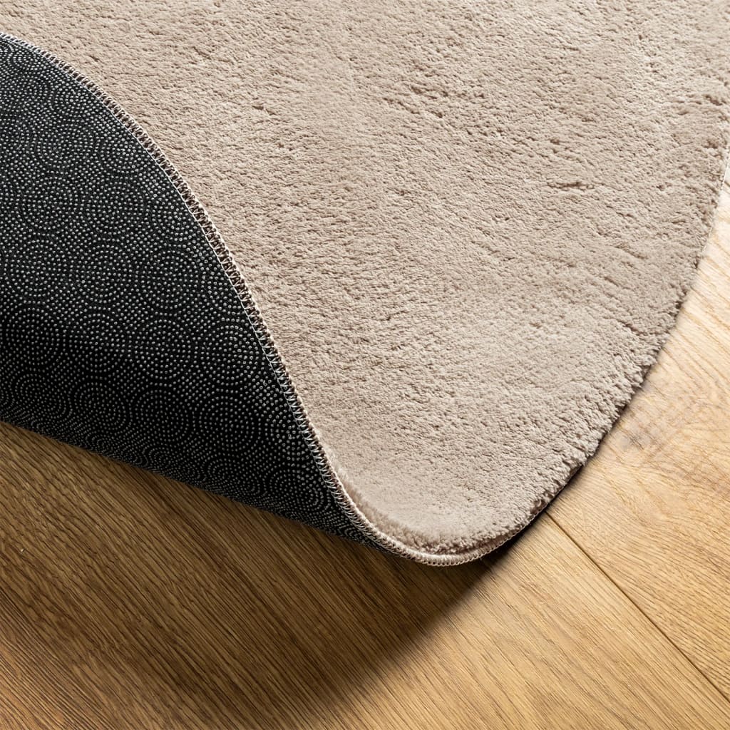 Vloerkleed HUARTE laagpolig zacht wasbaar Ø 100 cm zandkleurig is nu te koop bij PeponiXL, paradijselijk wonen!