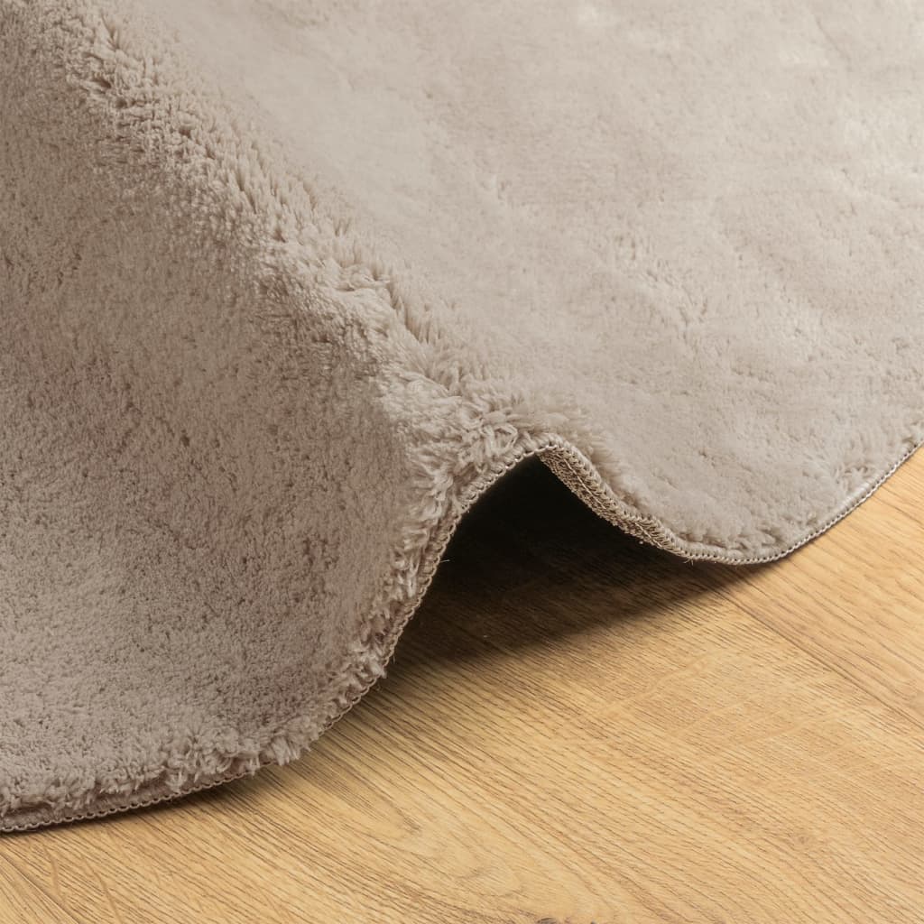 Vloerkleed HUARTE laagpolig zacht wasbaar Ø 100 cm zandkleurig is nu te koop bij PeponiXL, paradijselijk wonen!
