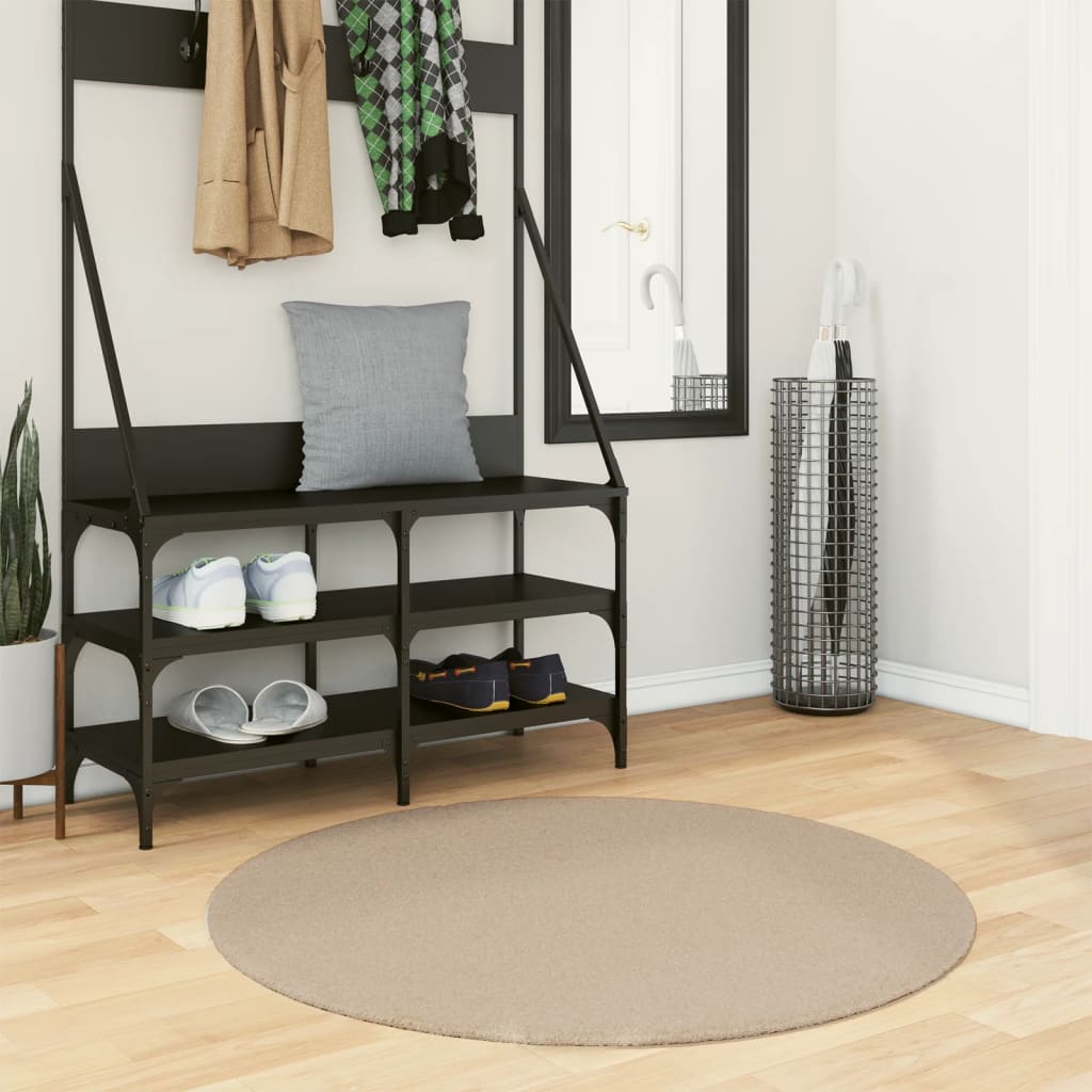 Vloerkleed HUARTE laagpolig zacht wasbaar Ø 100 cm zandkleurig is nu te koop bij PeponiXL, paradijselijk wonen!
