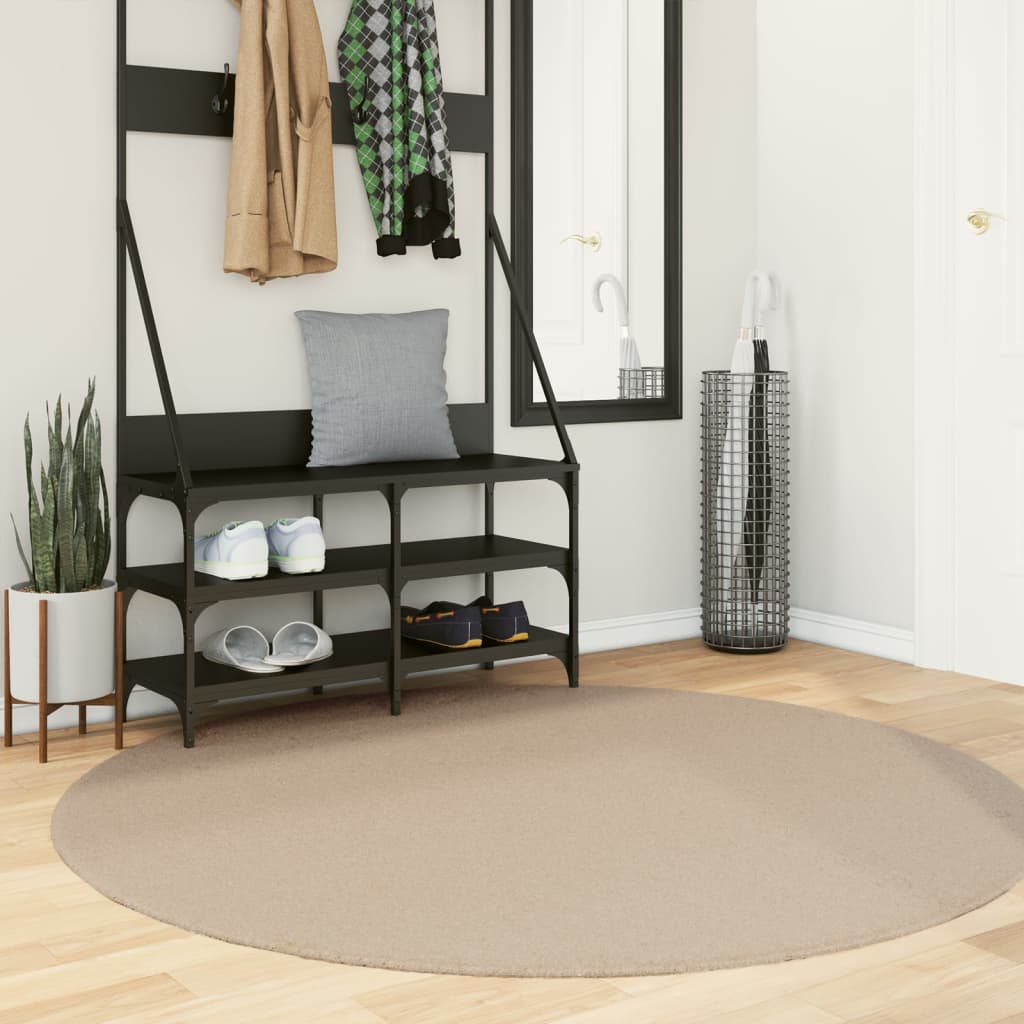 Vloerkleed HUARTE laagpolig zacht wasbaar Ø 160 cm zandkleurig is nu te koop bij PeponiXL, paradijselijk wonen!