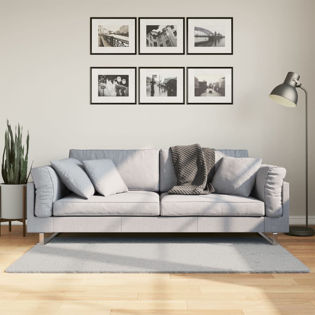 Vloerkleed HUARTE laagpolig zacht wasbaar 80x150 cm grijs is nu te koop bij PeponiXL, paradijselijk wonen!