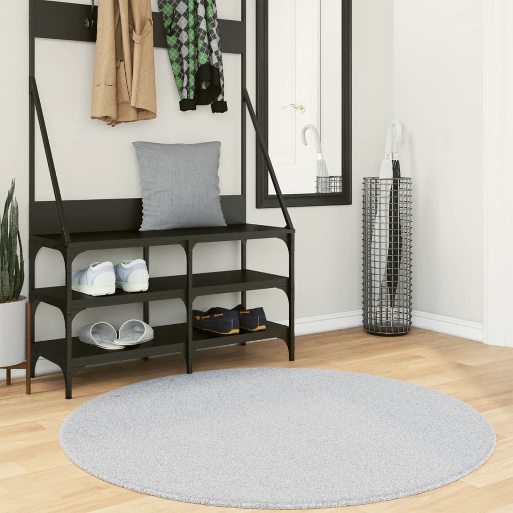 Vloerkleed HUARTE laagpolig zacht wasbaar Ø 120 cm grijs is nu te koop bij PeponiXL, paradijselijk wonen!