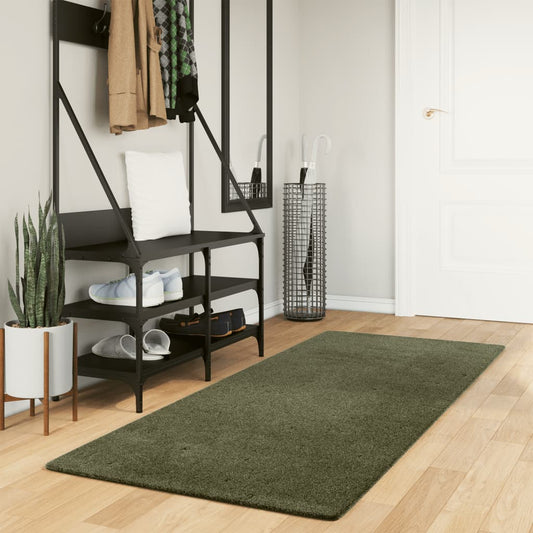 Vloerkleed HUARTE laagpolig zacht wasbaar 80x200 cm bosgroen is nu te koop bij PeponiXL, paradijselijk wonen!