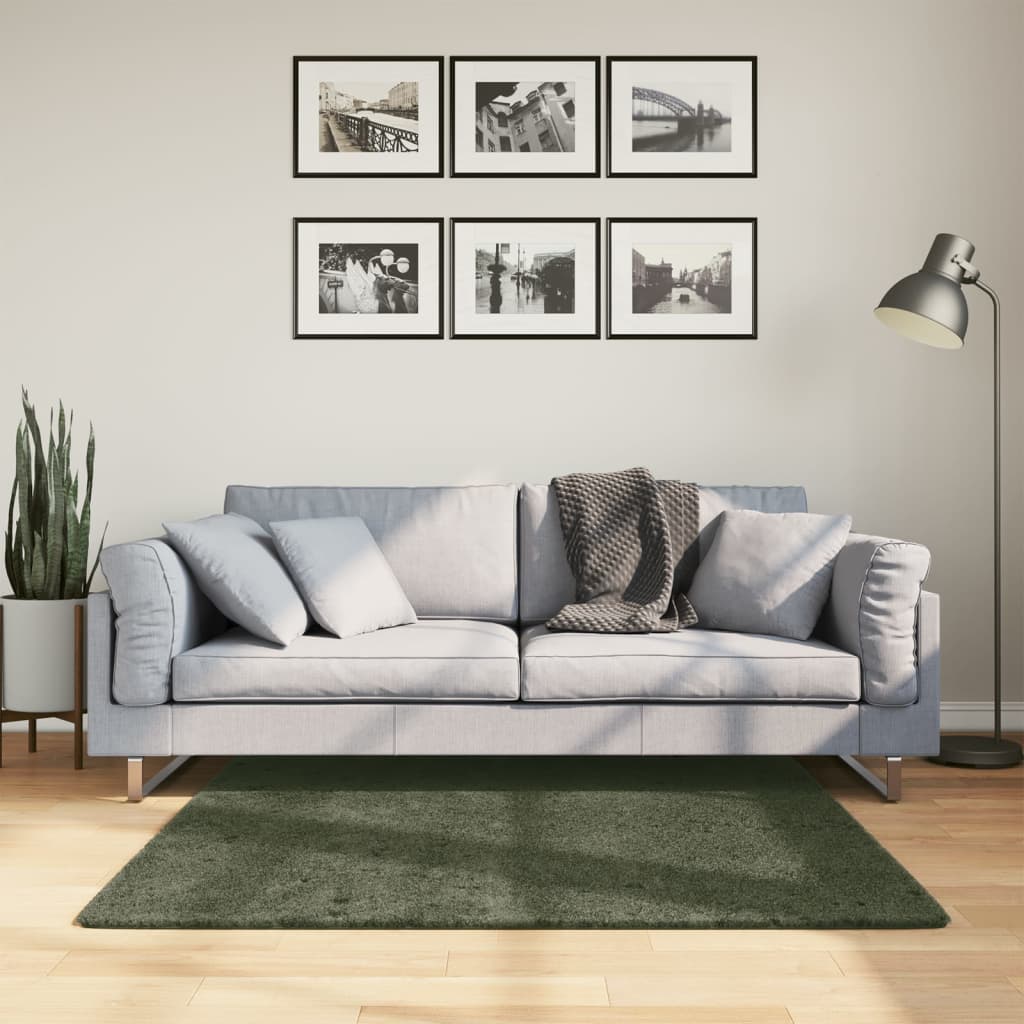Vloerkleed HUARTE laagpolig zacht wasbaar 120x120 cm bosgroen is nu te koop bij PeponiXL, paradijselijk wonen!