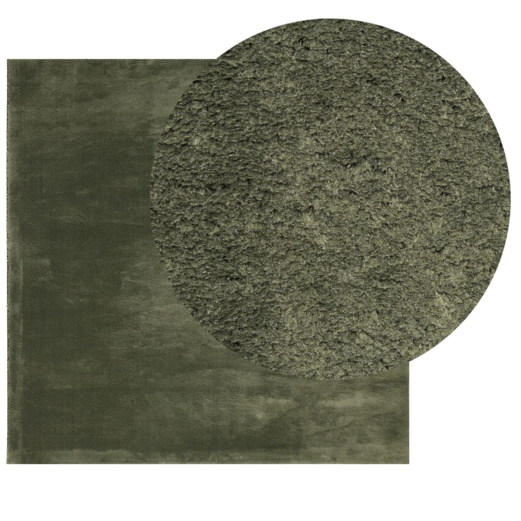 Vloerkleed HUARTE laagpolig zacht wasbaar 240x240 cm bosgroen is nu te koop bij PeponiXL, paradijselijk wonen!