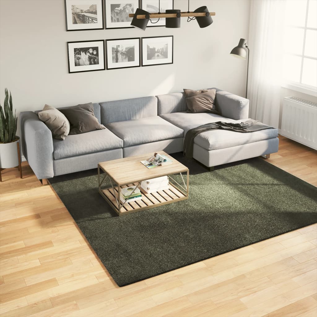 Vloerkleed HUARTE laagpolig zacht wasbaar 240x240 cm bosgroen is nu te koop bij PeponiXL, paradijselijk wonen!