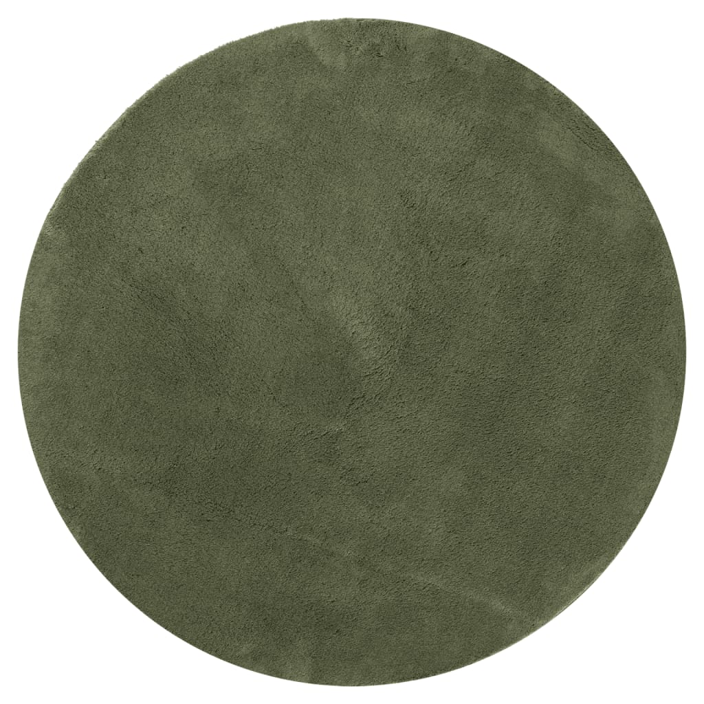 Vloerkleed HUARTE laagpolig zacht wasbaar Ø 100 cm bosgroen is nu te koop bij PeponiXL, paradijselijk wonen!