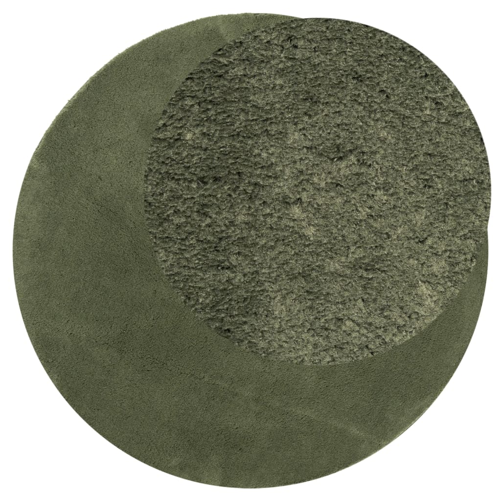Vloerkleed HUARTE laagpolig zacht wasbaar Ø 100 cm bosgroen is nu te koop bij PeponiXL, paradijselijk wonen!