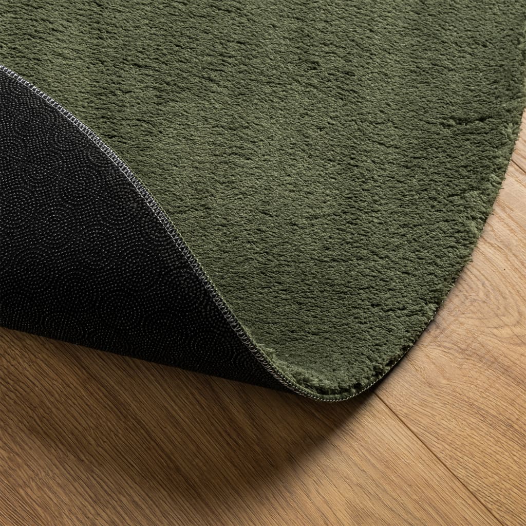 Vloerkleed HUARTE laagpolig zacht wasbaar Ø 100 cm bosgroen is nu te koop bij PeponiXL, paradijselijk wonen!