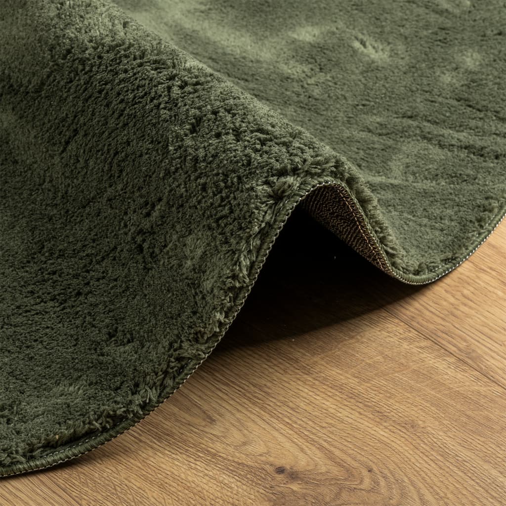 Vloerkleed HUARTE laagpolig zacht wasbaar Ø 100 cm bosgroen is nu te koop bij PeponiXL, paradijselijk wonen!